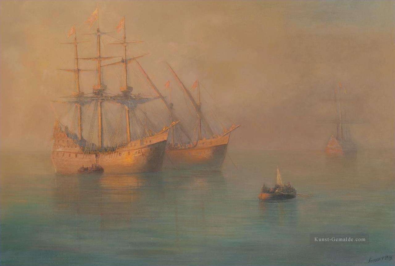 Schiffe von kolumbus 1880 Verspielt Ivan Aiwasowski russisch Ölgemälde